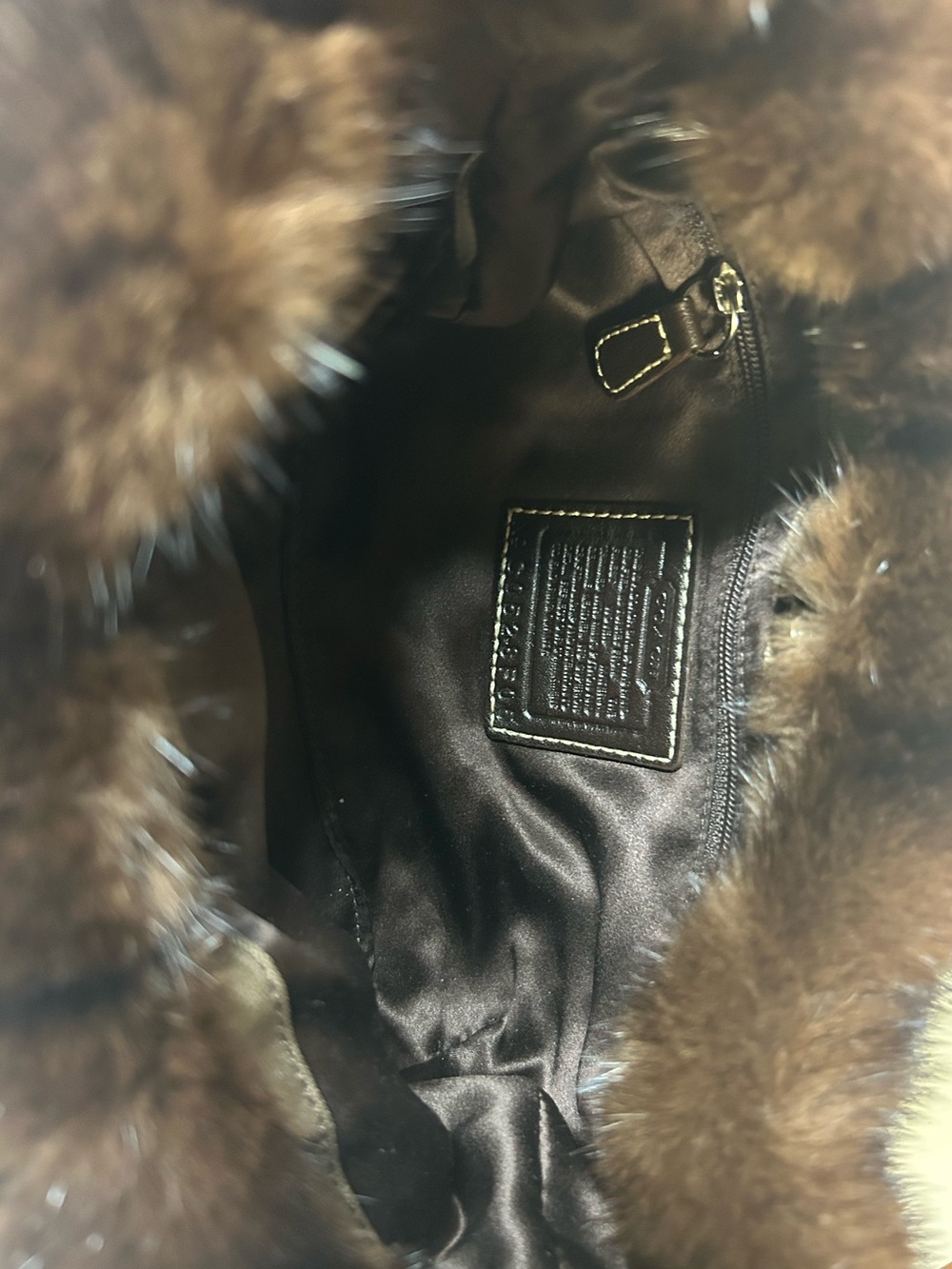 Coach Soho Exotic Tweed Suede Mink Fur Python Small Hobo Bag NO:C052-8F05 - Picture 11 of 16